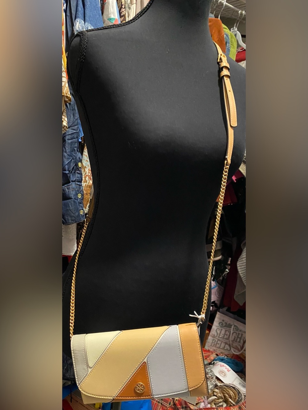 Tory Burch Robinson Patchwork Leather Chain Wallet Crossbody Bag NWT
